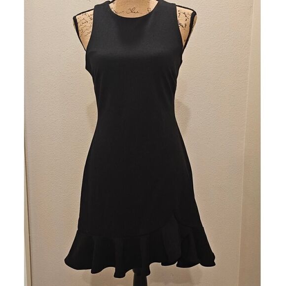 NWT Saints & Secrets Black Ruffle Bottom Cross Back Dress Size Large - Picture 1 of 7